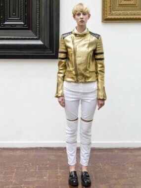 Each x Other Kolkoz Gold Biker Jacket with Black Accents